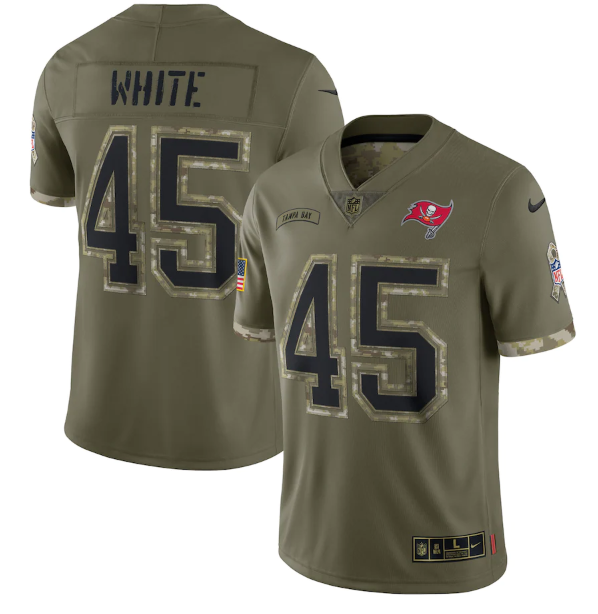 Men's Tampa Bay Buccaneers #45 Devin White Olive 2022 Salute To Service Limited Stitched Jersey